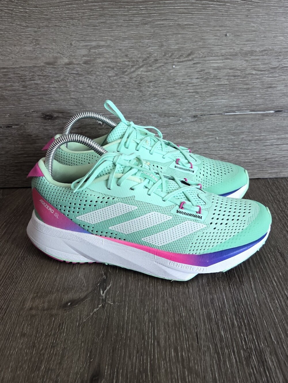 adidas mint green & pink women's running shoes